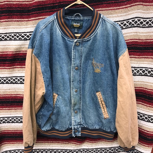 denim varsity jacket mens